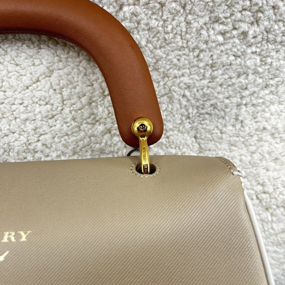 Burberry DK88 Medium Trench Calfskin Top Handle Bag Limestone Honey EUC - Picture 8 of 16